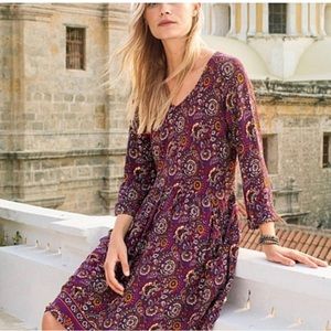 Garnet Hill Bohemian Pocket Dress Size 6 Floral Paisley Print